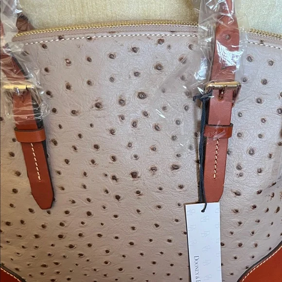 Dooney & Bourke Light Taupe and Carmel Ostrich Satchel 🪻 - Picture 5 of 15